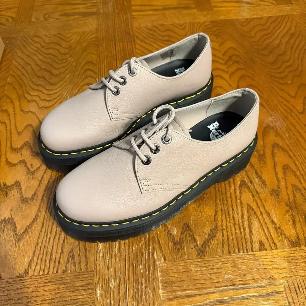 Dr. Martens 1461 Quad II Vintage Taupe Platform Derby Leather Sz Wmns 9 Men 10